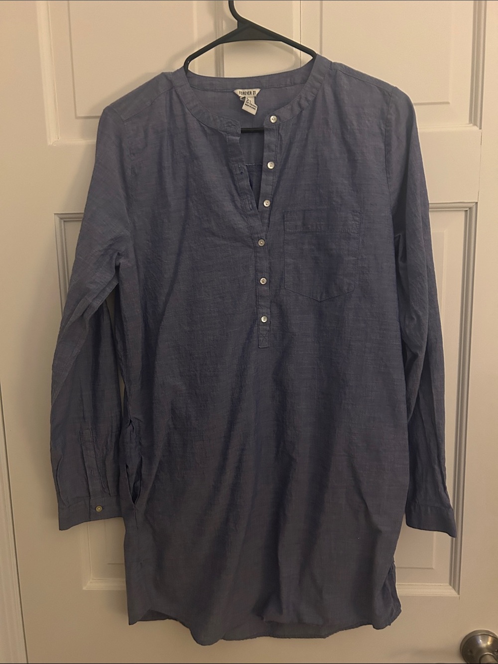 Forever 21 Womens Blue Button-Up Henley Tunic